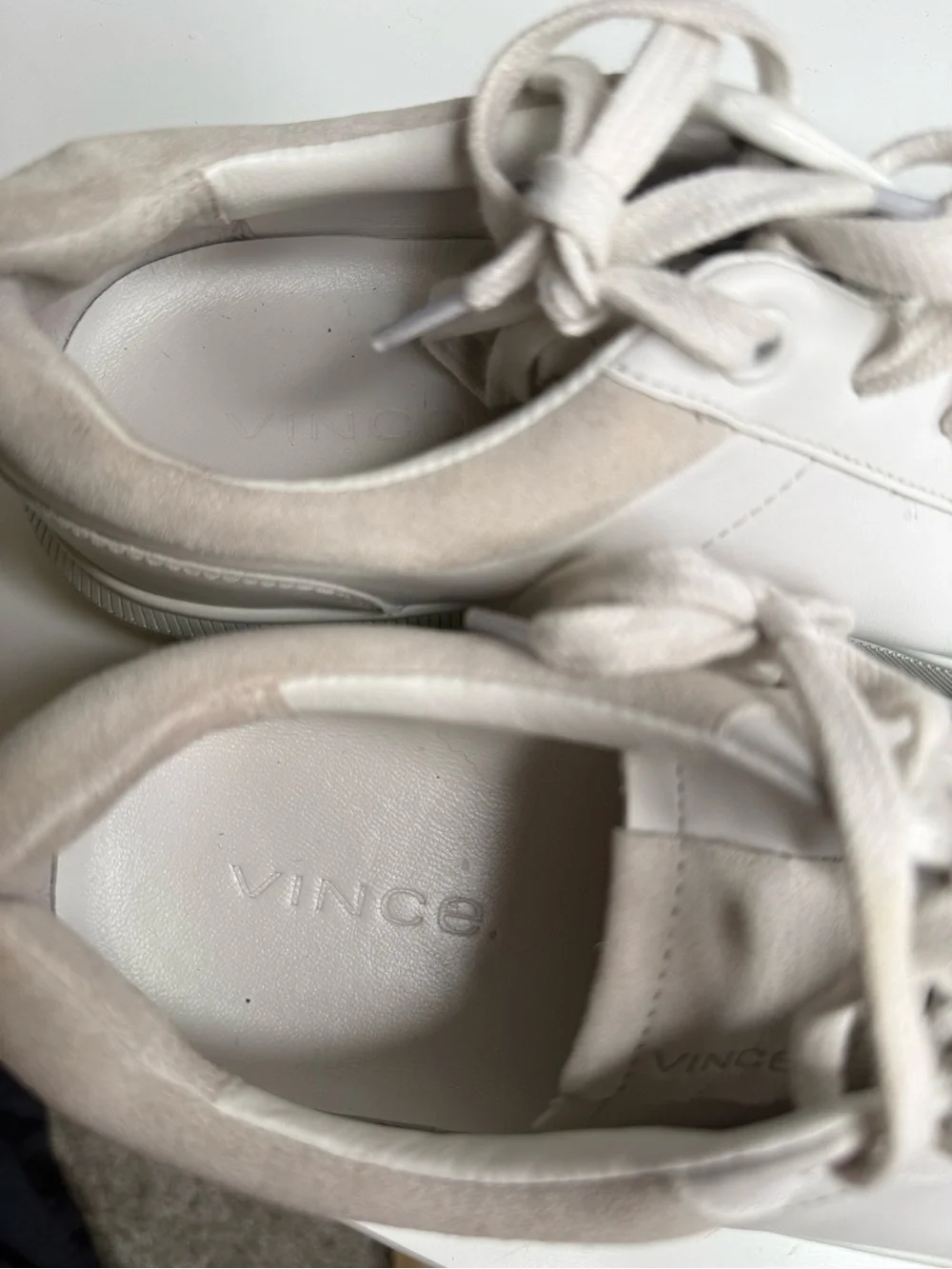 Vince White Leather Low-Top Sneakers